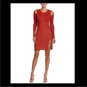 BCBGMaxAzria Red Cold Shoulder Knit Bodycon Dress